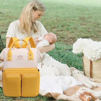Sac a dos a langer jaune pique nique maman bebe
