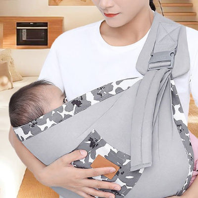 Echarpe de portage joli imprimé gris maman