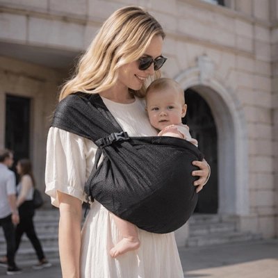 Echarpe de portage texture noir maman bebe