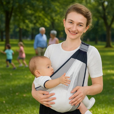 Echarpe de portage tissu mesh maman bebe parc