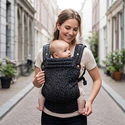Porte bebe Leopard noir Maman ville