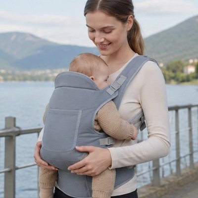 Porte bébé physio gris bebe dos