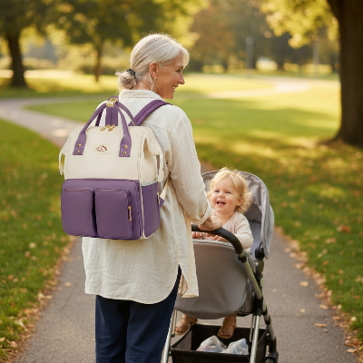 sac a dos a langer violet porte mamie