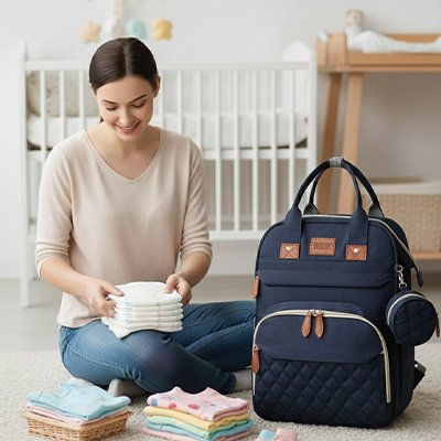 sac a dos langer lit bleu mere organise