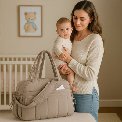 Sac a langer brun beige maman modele