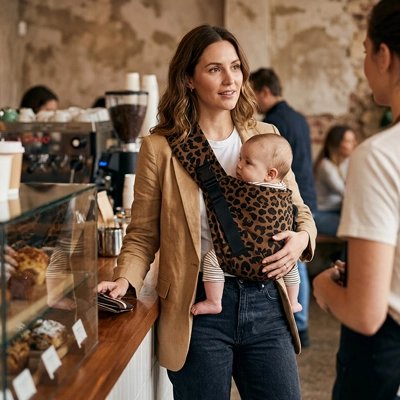 SLING Imprimé Animal Léopard Maman café