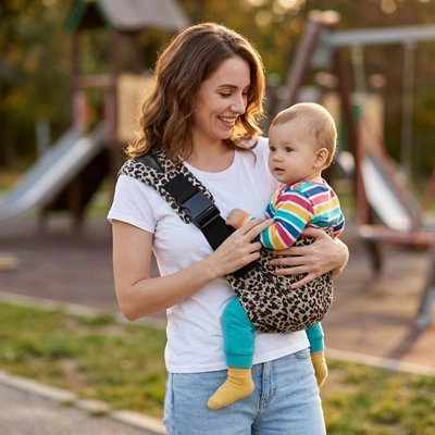 SLING léopard clair maman bebe parc